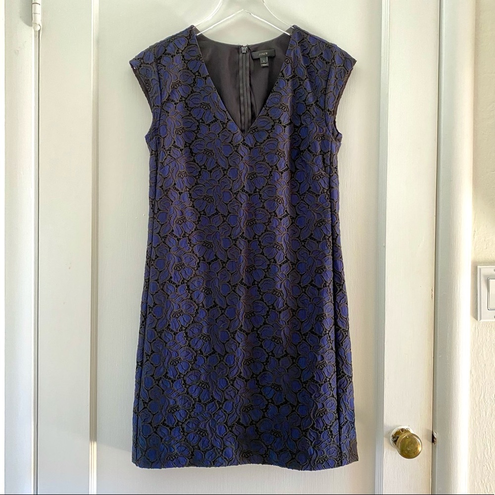 J. Crew Navy and Black Lace Dress